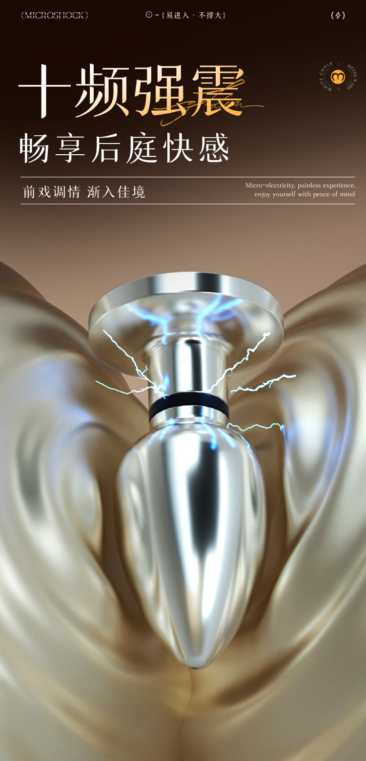 Mystery Lady Metal Electric Shock Anal Plug, Silver, Unisex Adult Anal Training Device — detail image 8