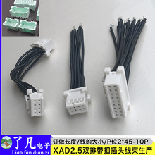 粗铜XAD2.5双排带锁扣插头线束生产1007#22连接线端子线2*45-10p