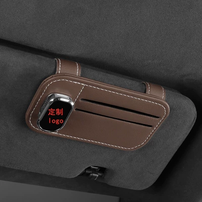 Card Storage Bag Card Holder – Car Glasses Clip/Bill Clip - glasses-frame-card-holder-mocha-brown-can-be-customized-with-car-logo
