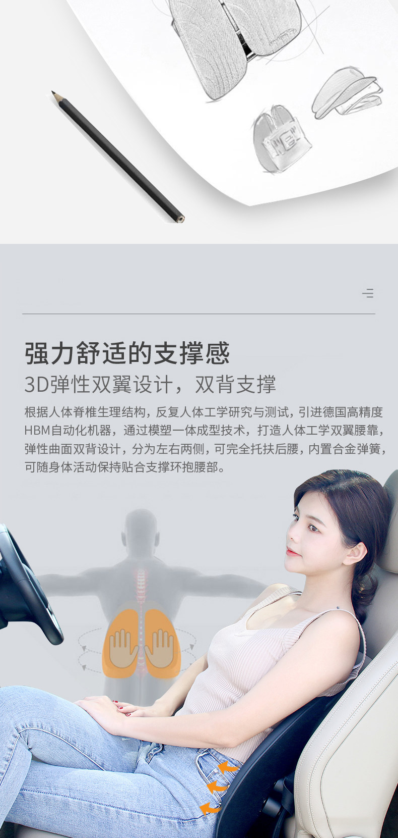 Mr. Rou's Ergonomic Lumbar Support Office Lumbar Cushion Summer Driver's Seat Car Lumbar Pillow Car Lumbar Support