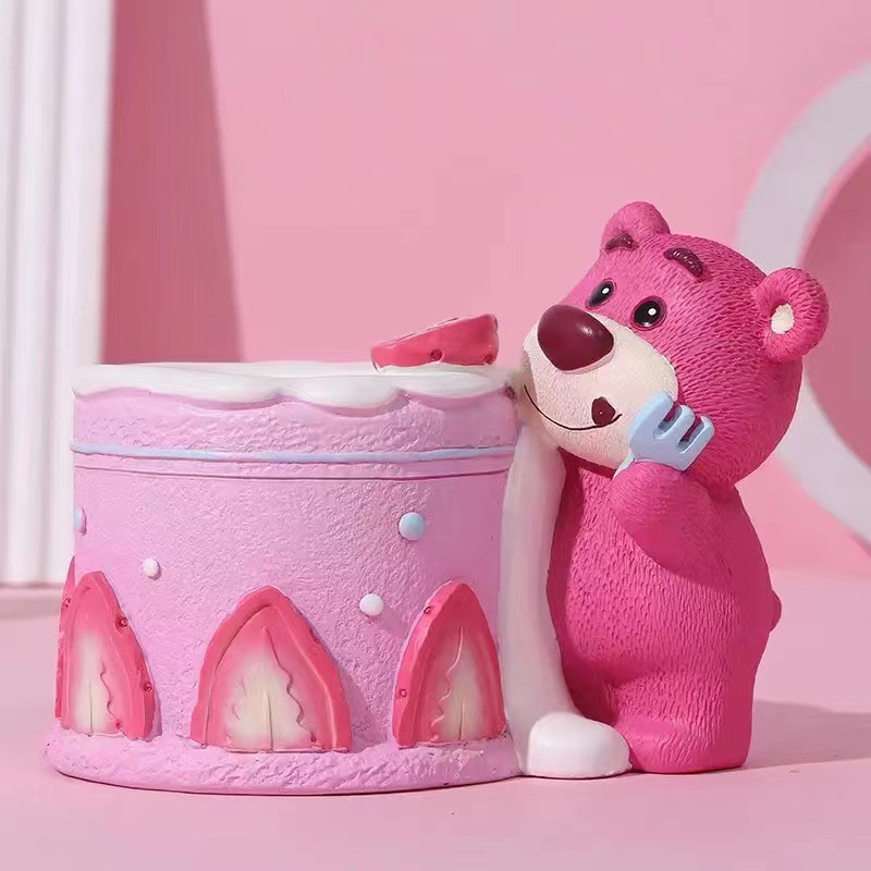 딸기 곰 펜 홀더 화이트 배아