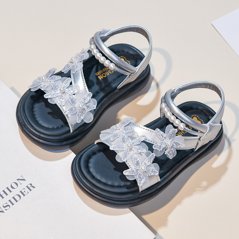Zapatos de princesa de arco para niños 2026 verano nuevos zapatos de playa de perla suave para niños grandes zapatos de aire exterior image 7