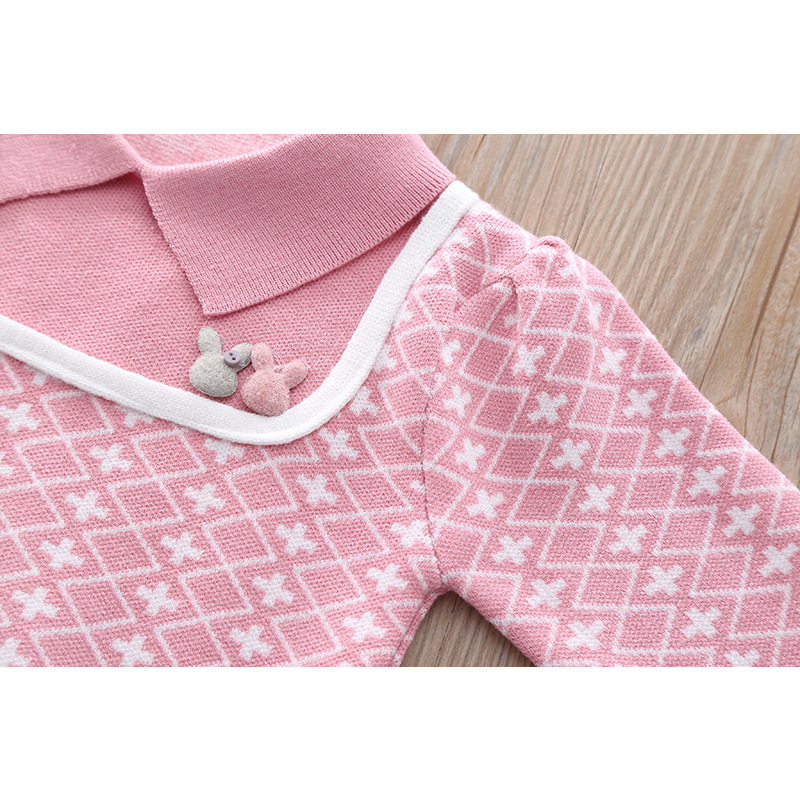 Korean version sweet and cute girl two-piece set for girls aged 1-8, college knitted sweater half skirt_voghion.com
