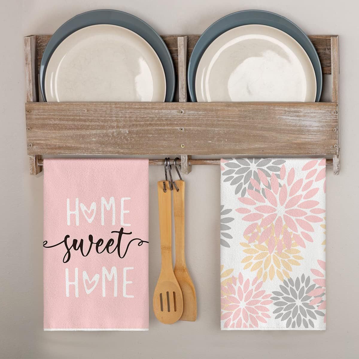 Amazon Polyester Printed Kitchen Towel Dahlia Sweet Home Decorative Dishwashing Towel High Absorbent Commercial Wipe