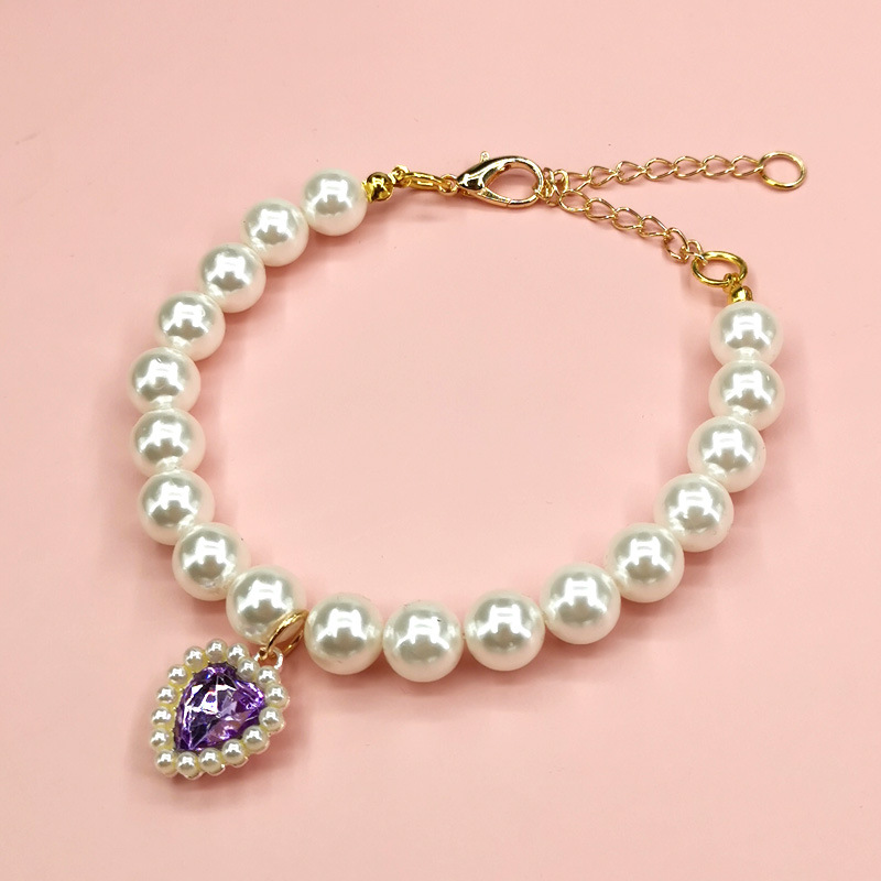 Comercio exterior nuevo collar de mascotas en forma de corazón Cadena de perro gato collar de amor de cristal suministros para mascotas joyería para mascotas al por mayor