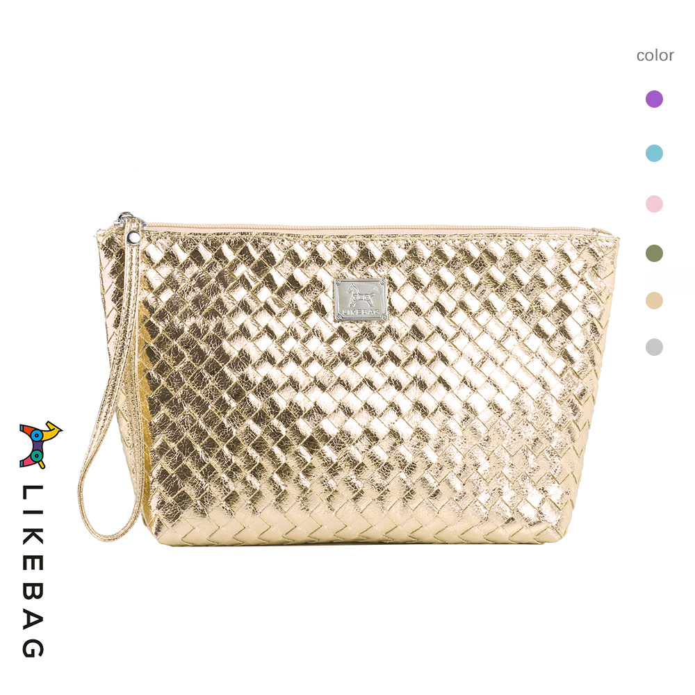 Bolsa de cosméticos de mano transfronteriza europea y americana bolsa de viaje tejida de moda bolsa de almacenamiento portátil bolsa de lavado logo puede ser añadido