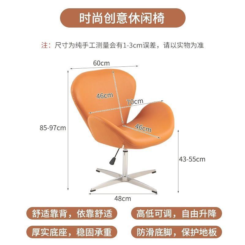北欧风单人沙发椅ins风可旋转化妆椅现代简约家用学习办公天鹅椅|undefined