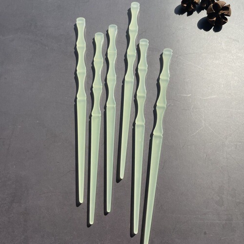 Jade hairpin simple U-shaped translucent acetic acid hairpin for women ancient style Hanfu bamboo headband hair ornaments imitation jade hairpin