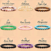 跨境热卖天然石配卡纸串珠弹力绳手串水晶玛瑙虎眼石批发手链饰品