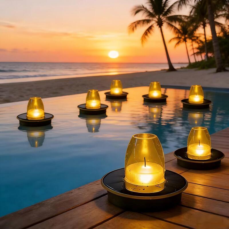 Solar Candle Light, Simulated Candlestick Light, Floating Water Light for Swimming Pool and Fish Pond, Insect-Attracting Light, Garden and Courtyard Atmosphere Light Solar Candle Light, Simulated Candlestick Light, Floating Water Light for Swimming Pool and Fish Pond, Insect-Attracting Light, Garden and Courtyard Atmosphere Light
