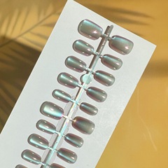 30手工穿戴甲新短方圓電鍍貓眼小紅書顯白光療可拆卸甲片