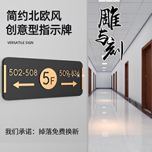 亚克力房间号指示牌楼层牌数字贴酒店餐厅电梯方向提示牌金属质感