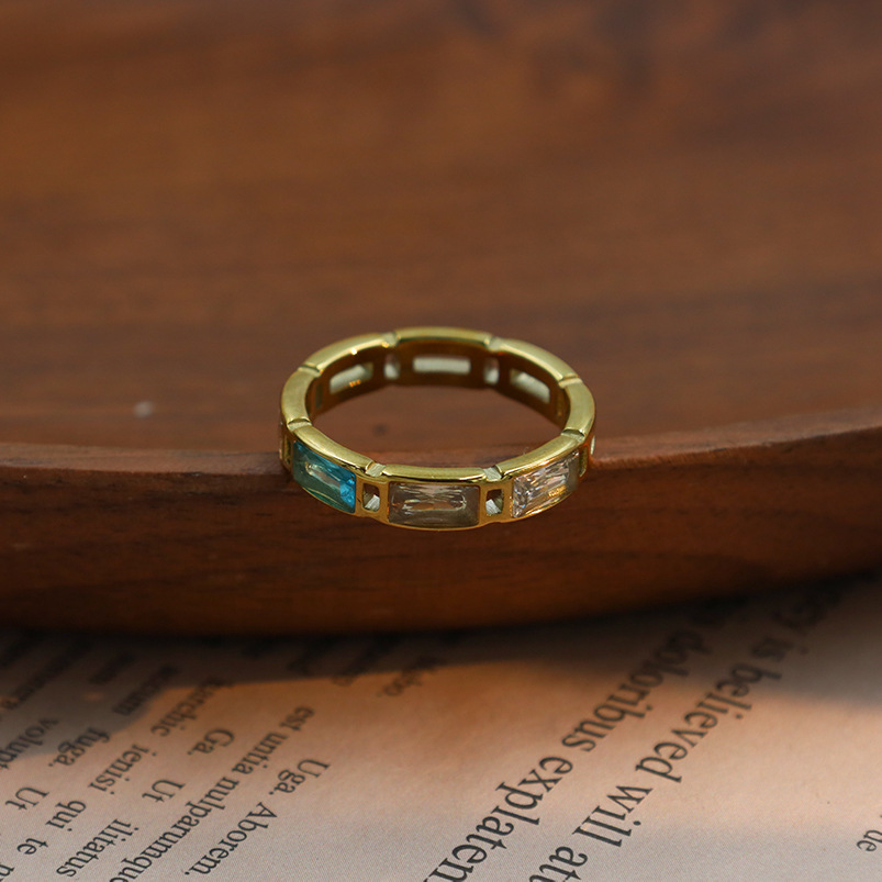 Inlaid Sparkle Zircon Stainless Steel Ring