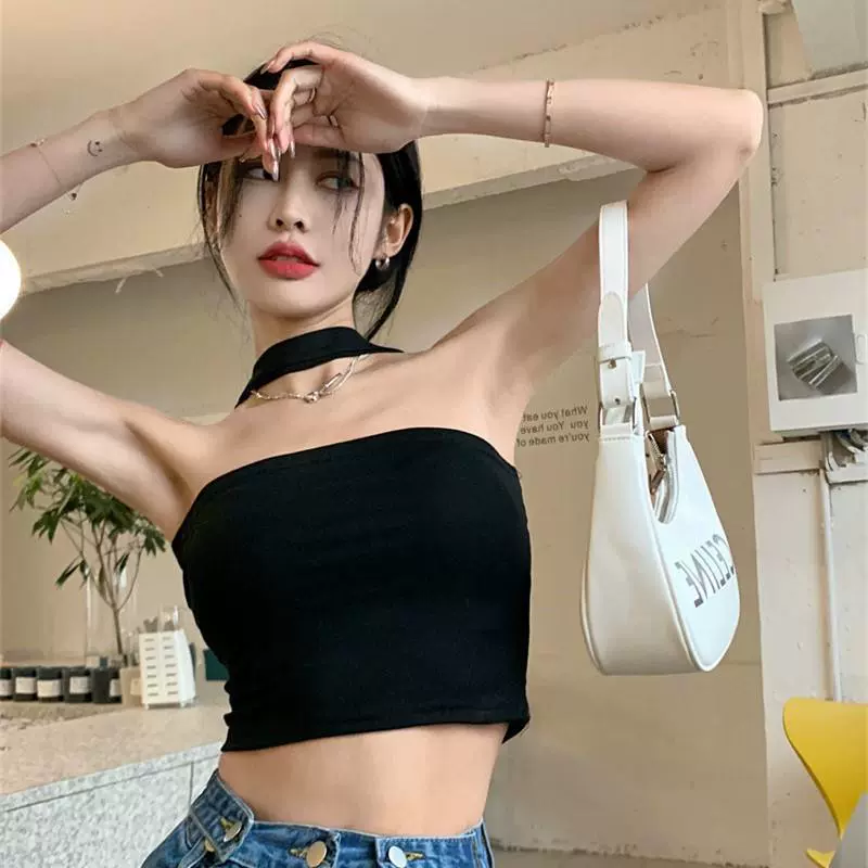 2024夏季新款设计感小众外穿美背抹胸潮辣妹挂脖小吊带背心女内搭