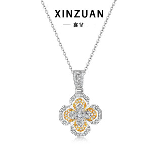 S925 Silver Moissanite Clover Pendant Necklace Original European and American Flower Jewelry Cross-Border Temu Wholesale Necklace