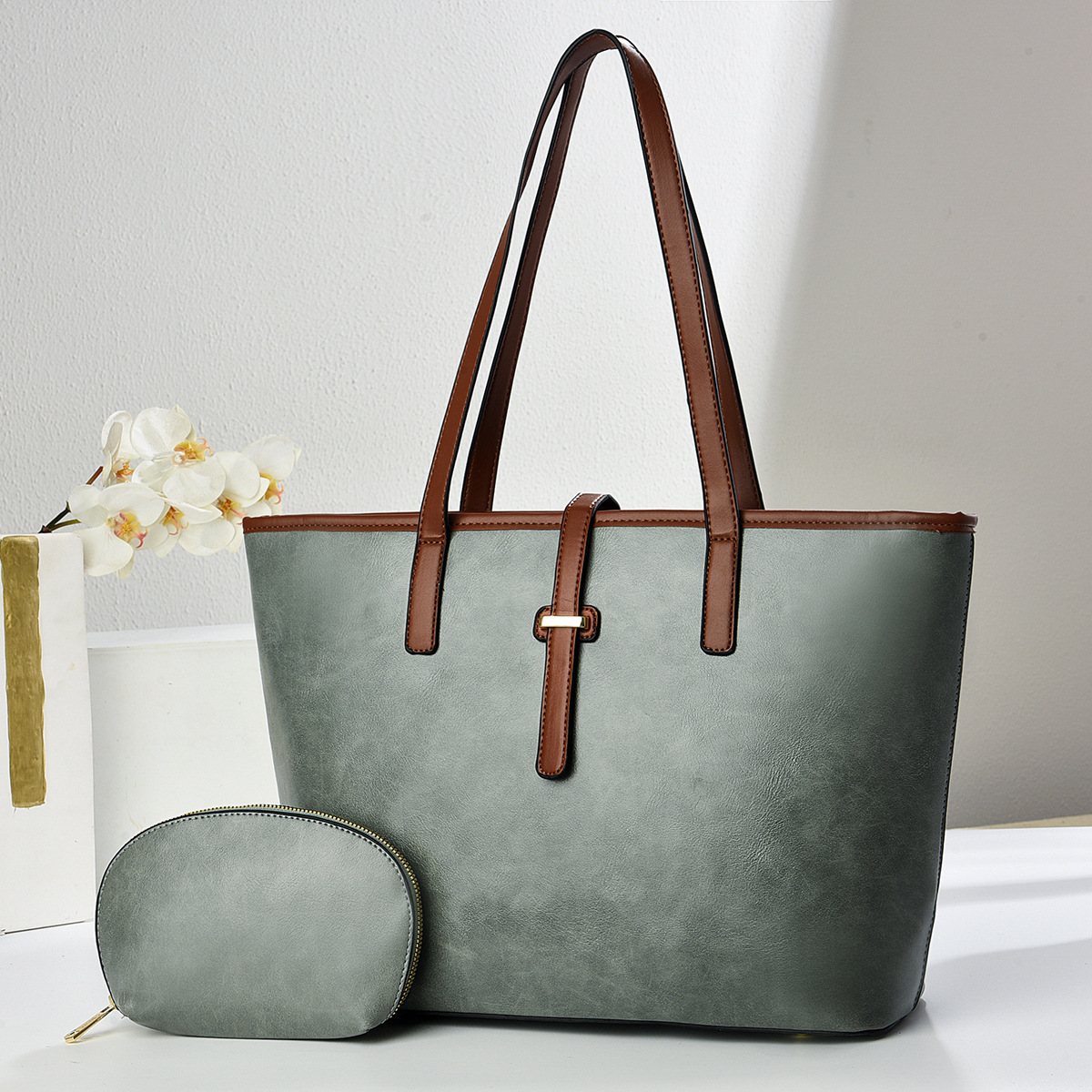 Bolso Tote bag Taizhou bolso femenino nuevo comercio exterior transfronterizo al por mayor color sólido bolso madre textura totebags