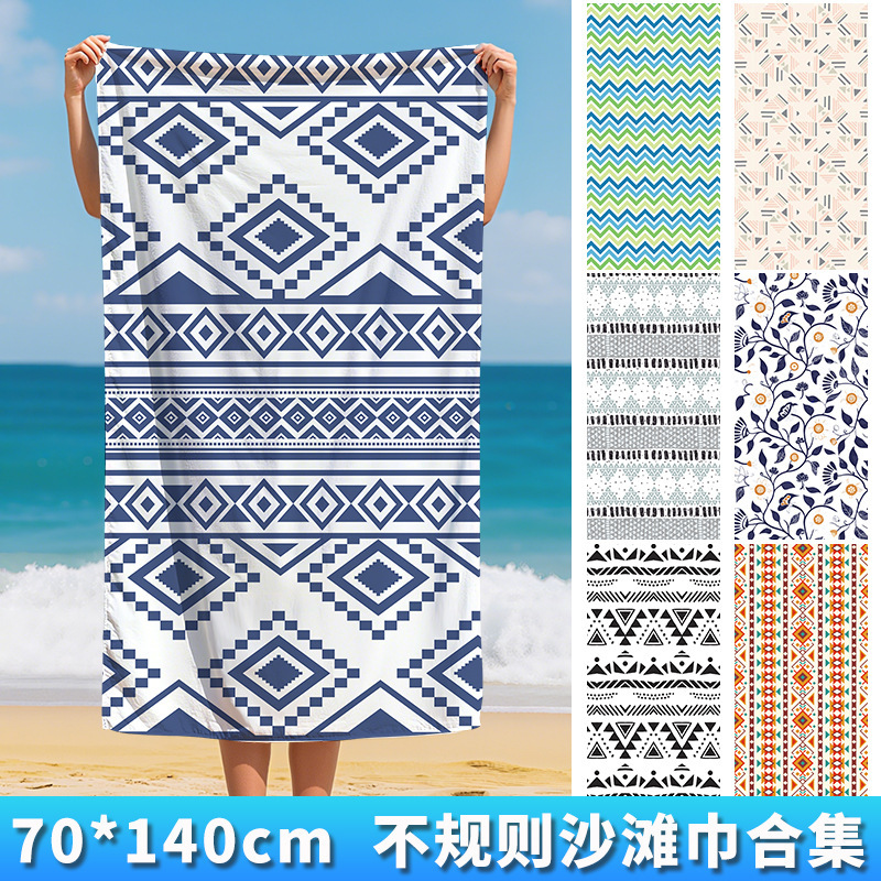 Transfronterizo amazónica microfibra toalla de playa instantánea de secado rápido impresión de agua toalla de baño de playa toalla de baño de playa