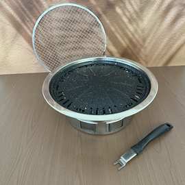 韩式碳烤炉家用室内无烟烤肉锅圆形商用户外便携式木炭烧烤炉碳炉