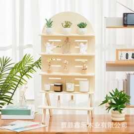 木制置物架客厅卧室收纳架绿植放置架手办展示架家用实木收纳架