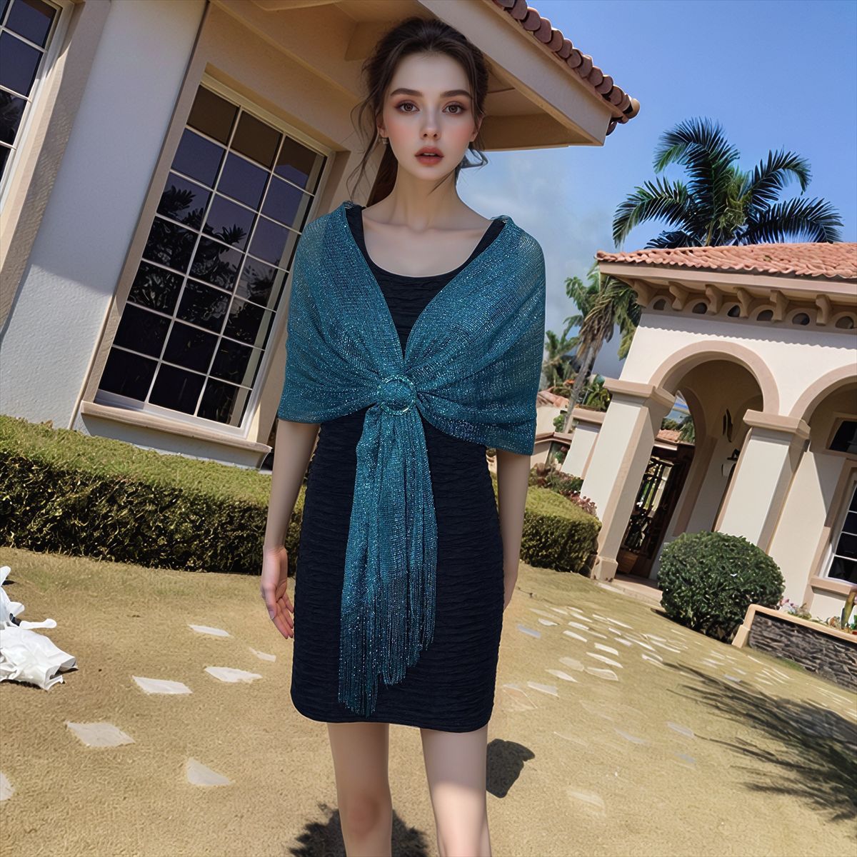 孔雀蓝顺色丝带扣