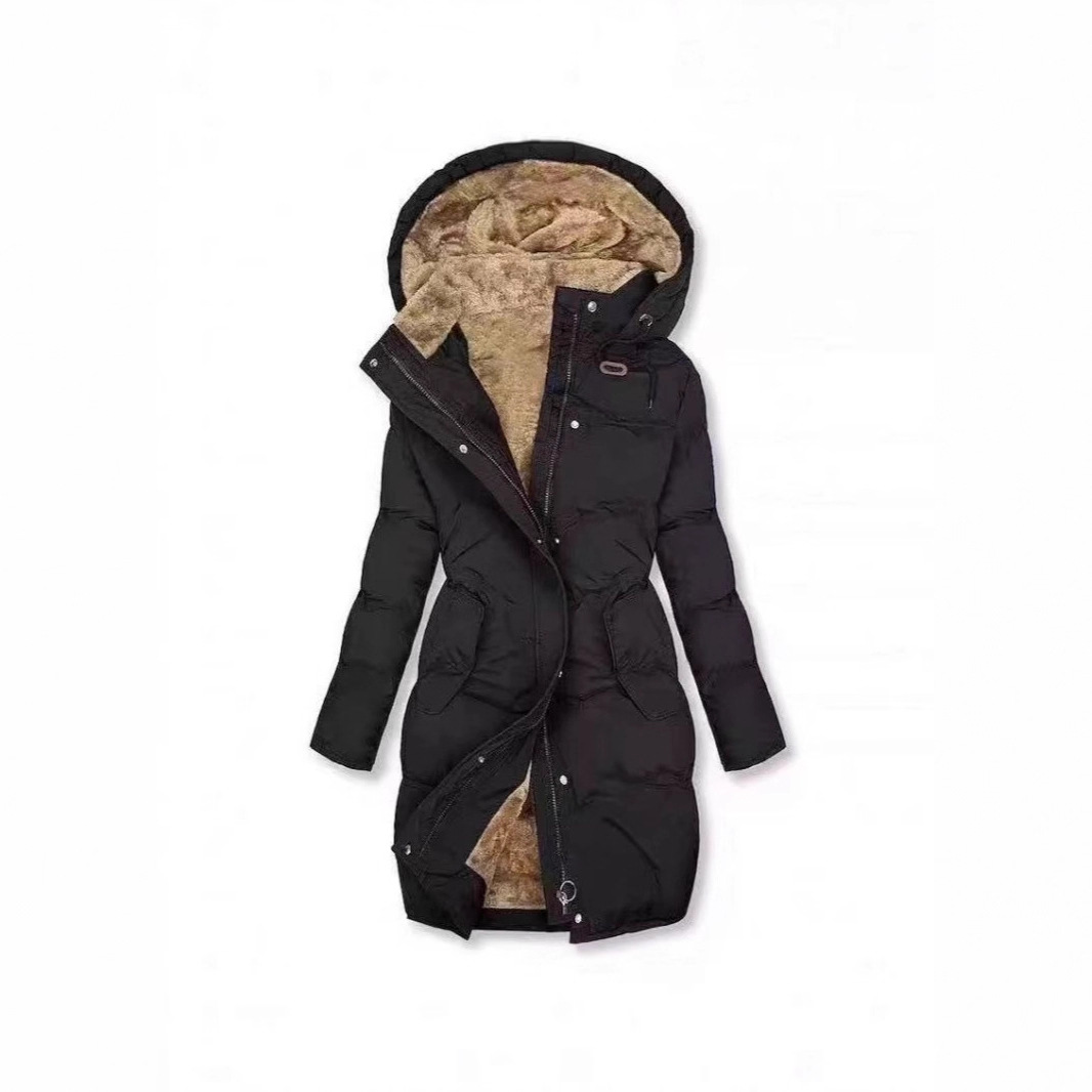 现货2025wish欧美亚马逊跨境新款上衣加绒毛领口袋女外套