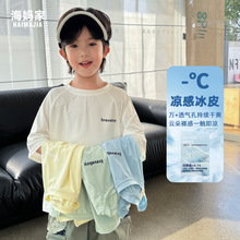 海妈家男童2024夏季新款凉感速干衣服儿童韩版童装短袖T恤运动潮