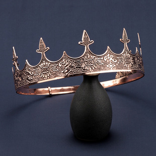Royal Men Round Crown Prince Crown Crown Wedding Birthday Party Halloween Decoration Bride Universal