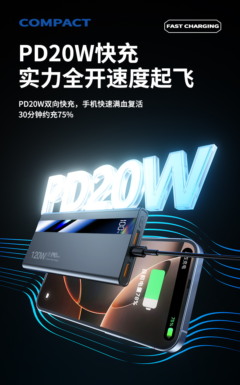 3C Certified Power Bank 20000mAh 22.5W Fast Charging Mobile Power Supply Gift Custom Logo Dropshipping