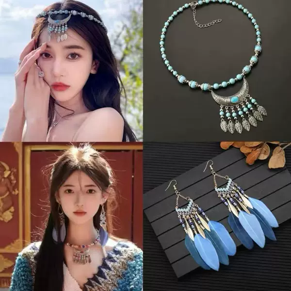 Exotic Ethnic Style Headwear, Forehead Chain, Bohemian Earrings, Hair Accessories, Tassel Forehead Jewelry, Women's Accessories