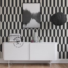 艺术墙布壁纸时尚混搭经典黑白色壁布摩登风壁纸抽象几何图形墙纸