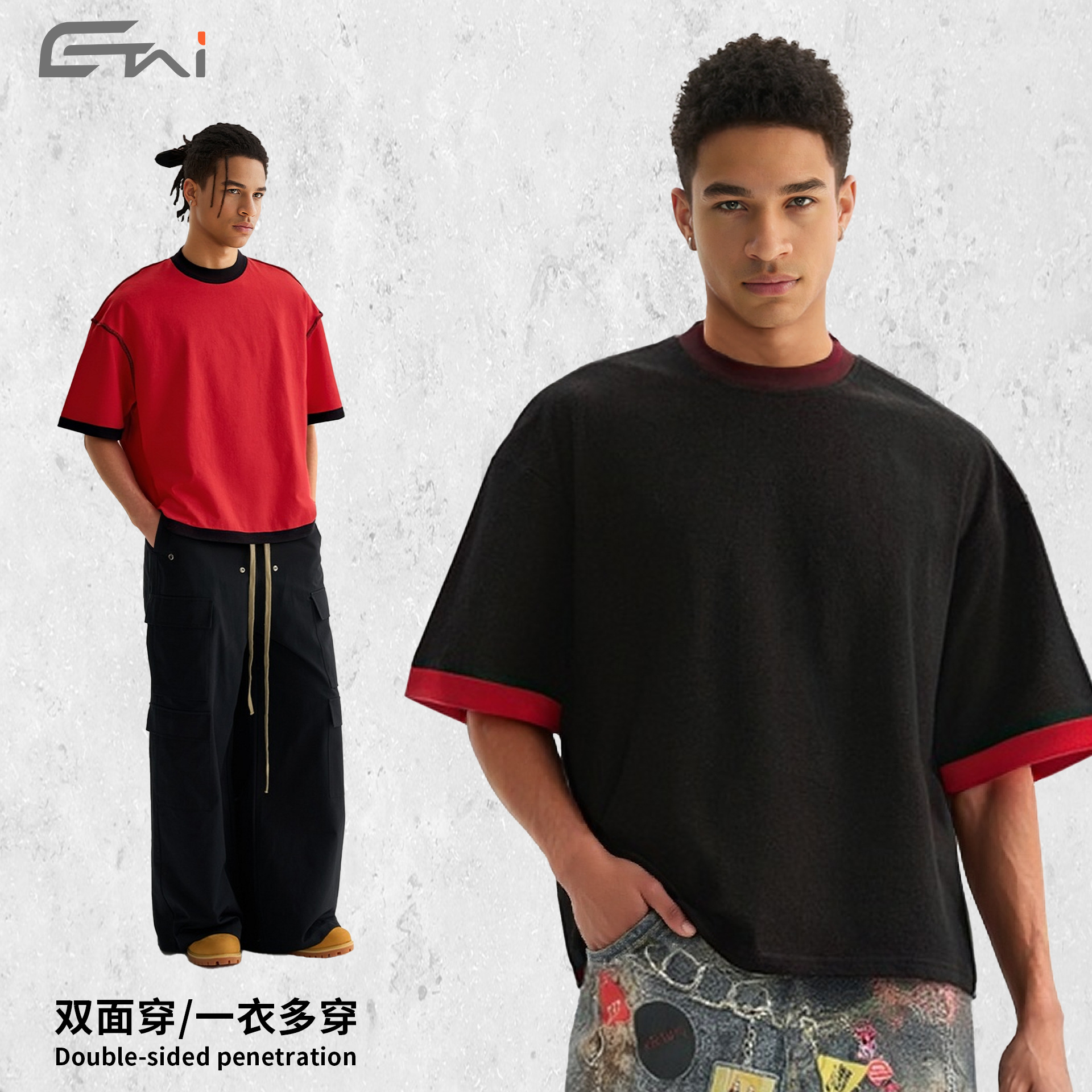 ETAI ropa de hombre de verano lujoso doble cara lujoso medio manga hombre de manga corta pesada simple casual hombre y mujer marca de moda camiseta universal image 7