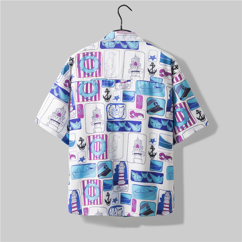 Fashioned Hawaiian Flower Shirt Men's Summer Casual Sports suit Short-sleeved Shorts Two Pieces Set for Boys