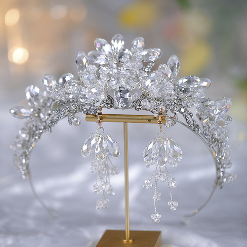 European heavy industry crystal bridal crown tiara princess dinner crown accessories dress bun hair photo studio photo hair accessories