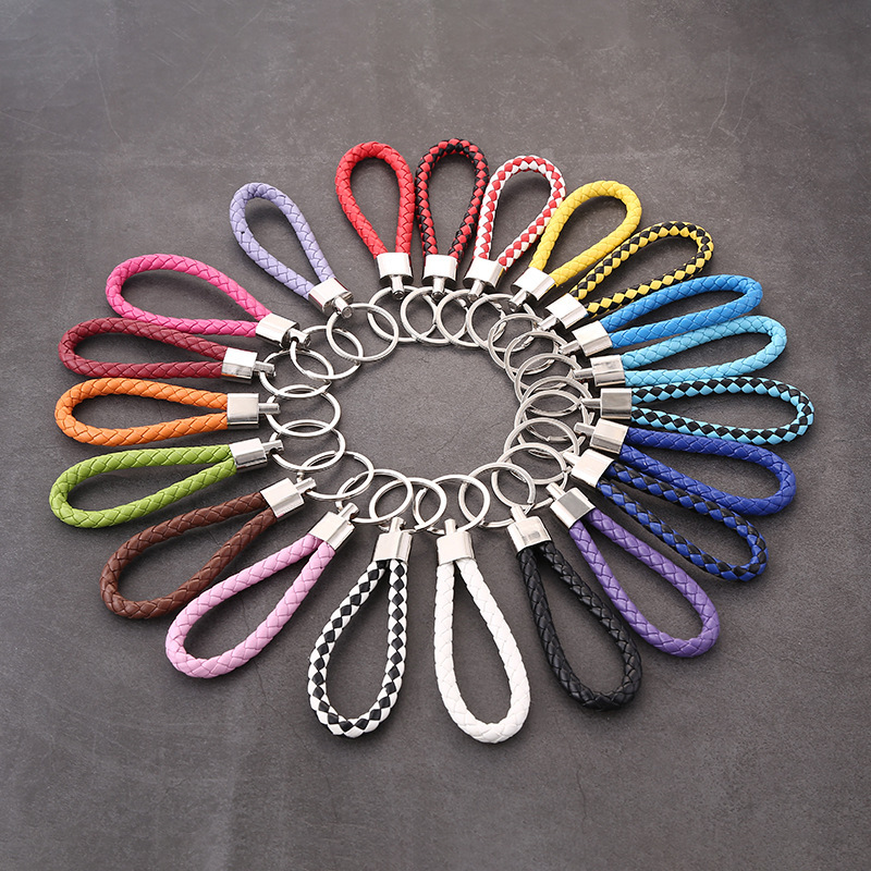 Creative new leather rope keychain woven car pendant color key rope pendant activity small gift jewelry Creative new leather rope keychain woven car pendant color key rope pendant activity small gift jewelry