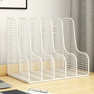 File Rack Metal File Desktop Desk A4 Bookend Storage Rack Four-Column Folder File Storage Box Bookshelf