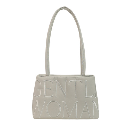 New Single-Shoulder Bag 2025 Unique Design Satin Letter Embroidered Korean Style Fashionable Versatile Handbag for Women
