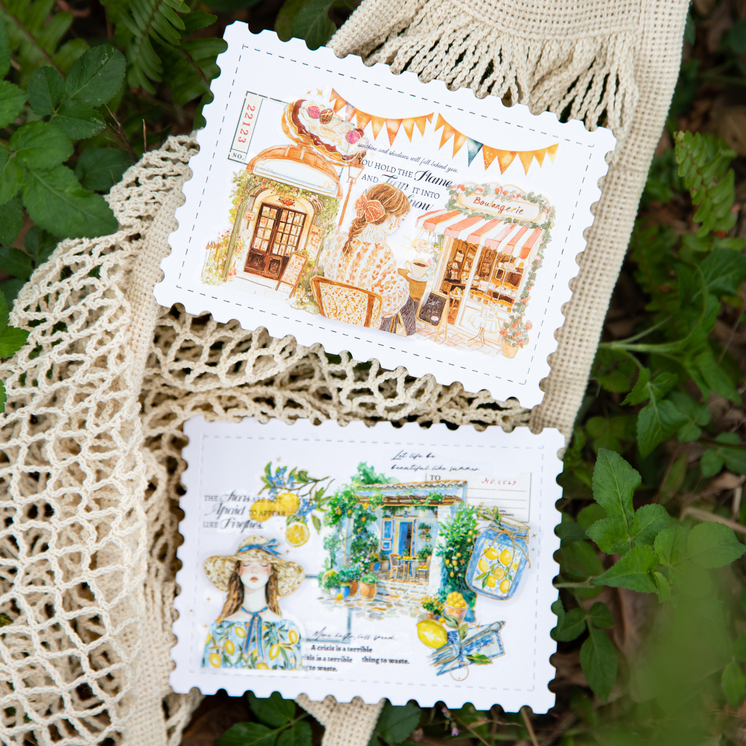 Hermoso día pegatina PET paisaje de viaje retro paisajismo material de cuenta de bricolaje paquete de pegatinas