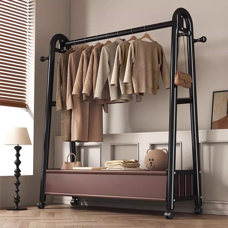 Floor-Standing Clothes Rack, Household Clothes Hanger, Multifunctional Simple Clothes Rack, Light Luxury Coat Rack, Thickened Mobile Storage Rack Floor-Standing Clothes Rack, Household Clothes Hanger, Multifunctional Simple Clothes Rack, Light Luxury Coat Rack, Thickened Mobile Storage Rack