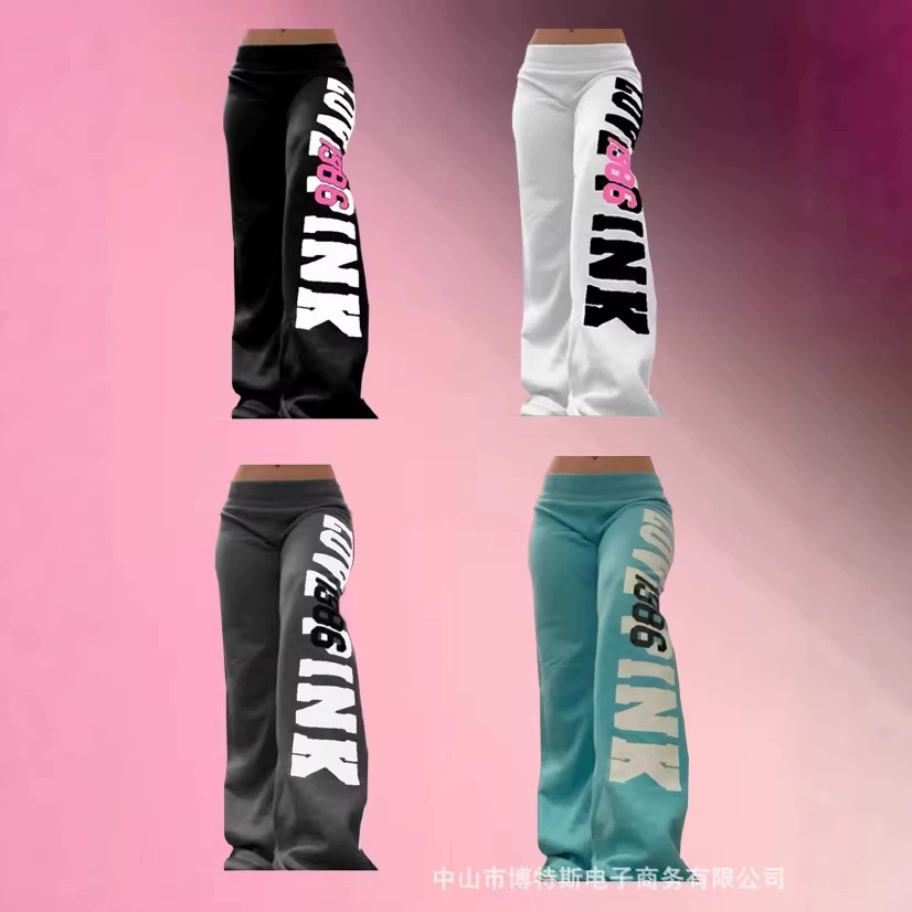 Трансграничные новые американские свободные цифровые принты повседневные эластические брюки модные тренды свежие брюки