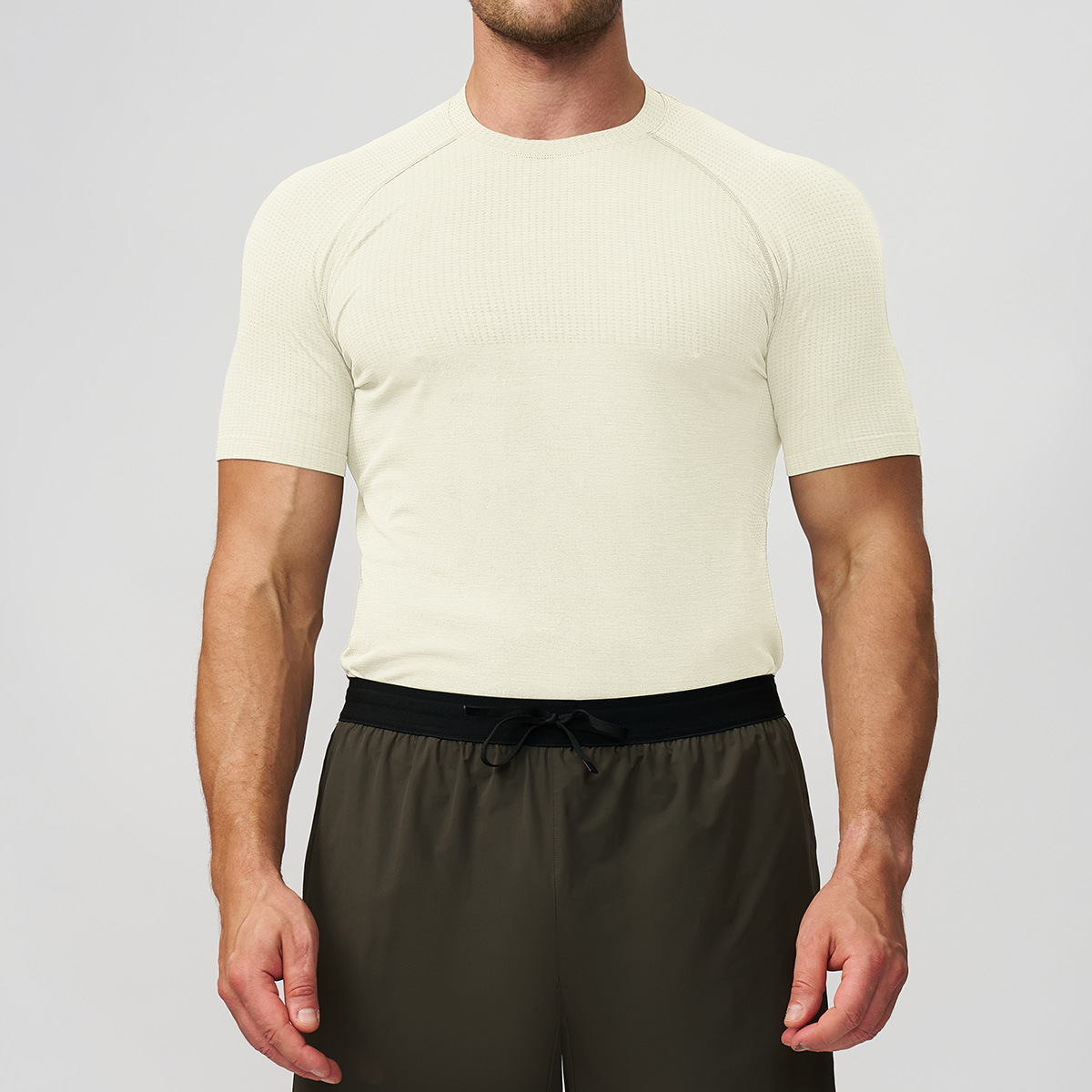 Cross-border hombre sin costuras deportivo acondicionamiento rápido secado transpirable mangas cortas yoga correr camiseta muscular delgada 7752