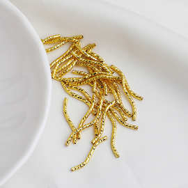 18K包金保色S形刻面弯管 切面螺纹S管串珠材料 diy珍珠项手链隔管