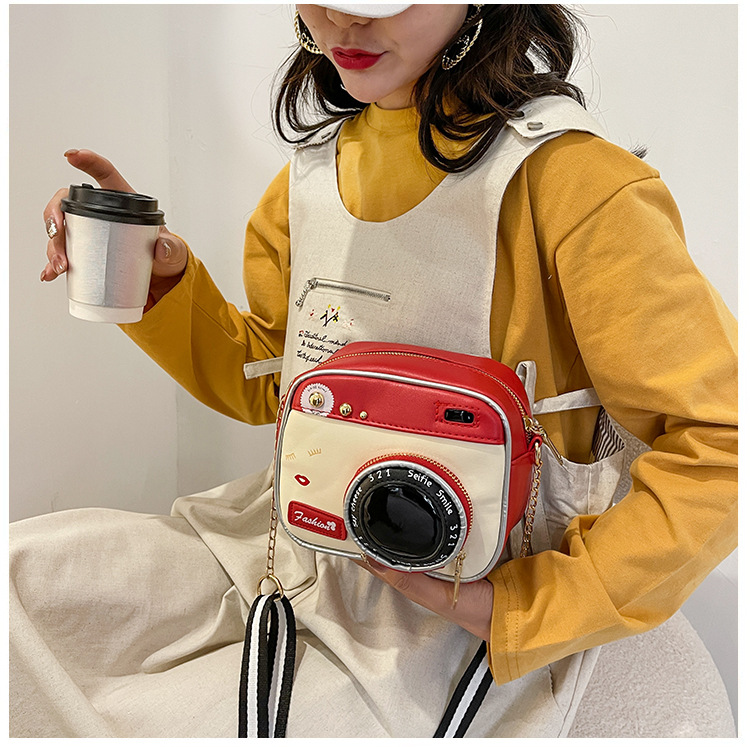 554g Weight Polyester Lining Material Zipper Closure Type Single Shoulder Strap Strap Type Camera Bag Bags Type Casual, Daily Occasion Polyester Material Geometric Pattern All Seasons Season Unisex Gender Cute Style Square Shape Pink, Red, Black Color Medium Size Unisex Medium Geometric Square Zipper Camera Bag 17