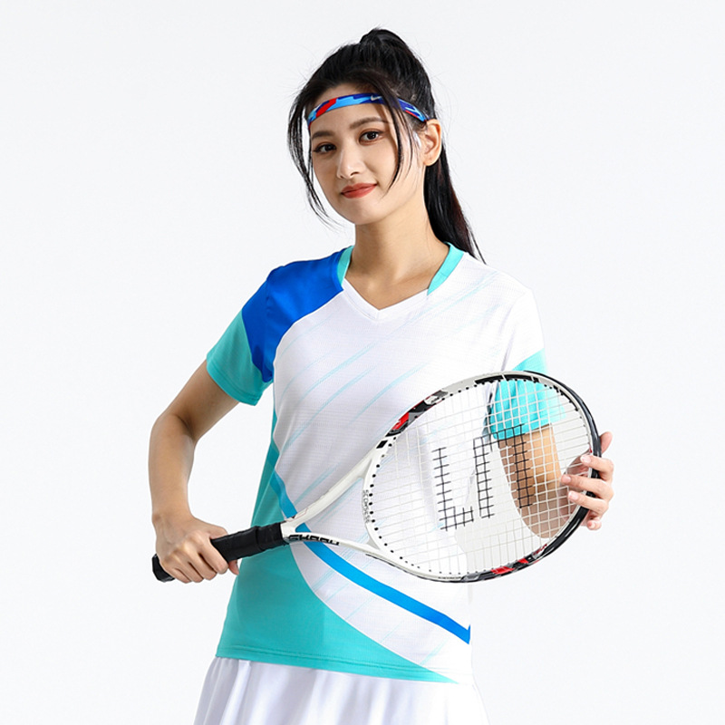 Seco rápido transpirable poliamonio bádminton set hombre y mujer V-cuello chaqueta deportiva para niños logotipo de impresión de adultos