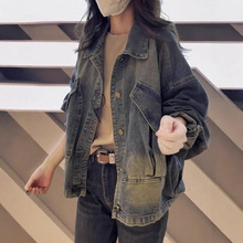 大码女装牛仔短外套2025年秋季新款夹克上衣长袖常规百搭女士宽松