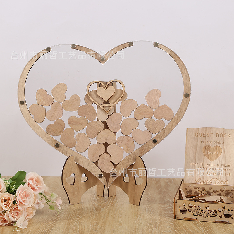Cross-border Wooden Wedding Sign-in Desk Photo Frame Ornaments Birthday Party Heart-shaped Wedding Message Book Desktop Ornaments Cross-border Wooden Wedding Sign-in Desk Photo Frame Ornaments Birthday Party Heart-shaped Wedding Message Book Desktop Ornaments