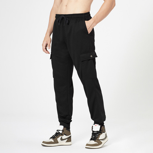 Spring and Autumn Loose Fit Multi-Pocket Camouflage Sports Casual Pants for Men with Drawstring Mid-Waist Belted Ankle Pants Workwear