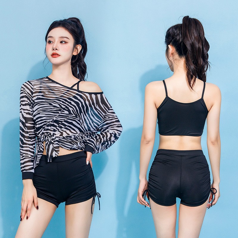 Traje de baño de tres piezas Correa dividida para mujer 2023 nueva protección solar conservadora cubierta del vientre adelgazamiento vacaciones traje de baño de aguas termales