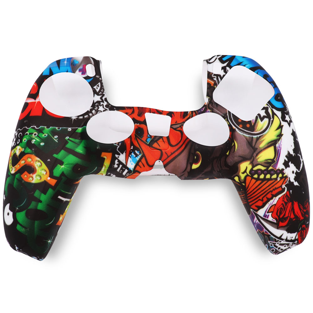 PS5 funda de silicona GamePad funda de silicona camuflaje marca de agua funda protectora aceite spray sensación acuarela caso PS5 Accesorios