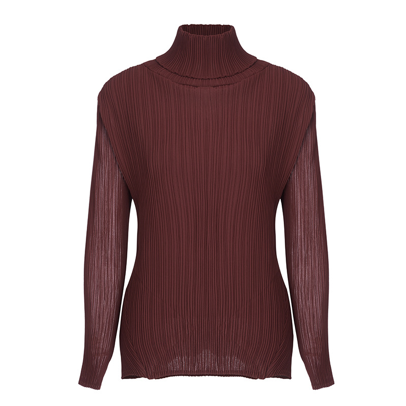 2025秋冬新作 プリーツニット タートルネック 無地 万能 おしゃれ 着痩せ インナー 快適トップス レディース