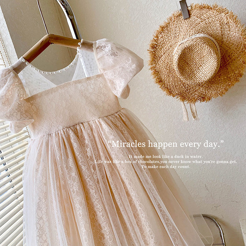 Little Girl Dress  New Birthday Party Dress for Girls Baby Bubble Sleeve Lace Princess Dress Dropshipping One Piece